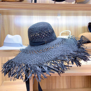 Big Brim Raffia Sun Hat Hollow Out Ribbon Summer Beach Hat  display picture 3