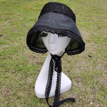 Load image into Gallery viewer, White Black Women Sun Hat with Neck Flap Wide Brim Outdoor Ladies Floppy Travel Packable UV Hat Lace Up Wide Brim Hat
